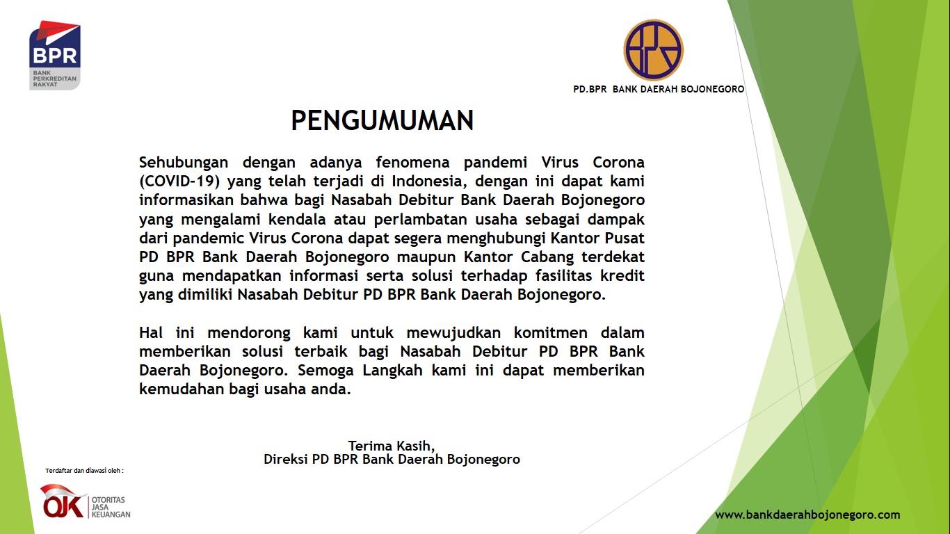 Pengumuman Dampak Coronavirus Disease 2019 ( COVID-19 )